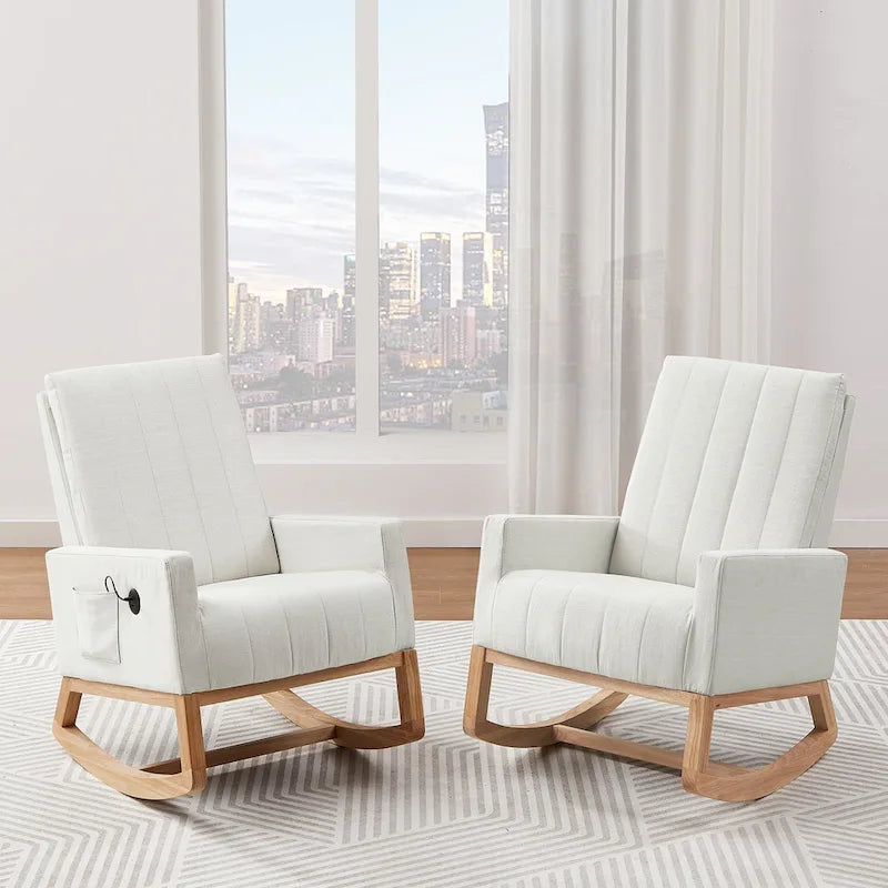 Adjustable Rocking Chair with High Back and Foot Rest