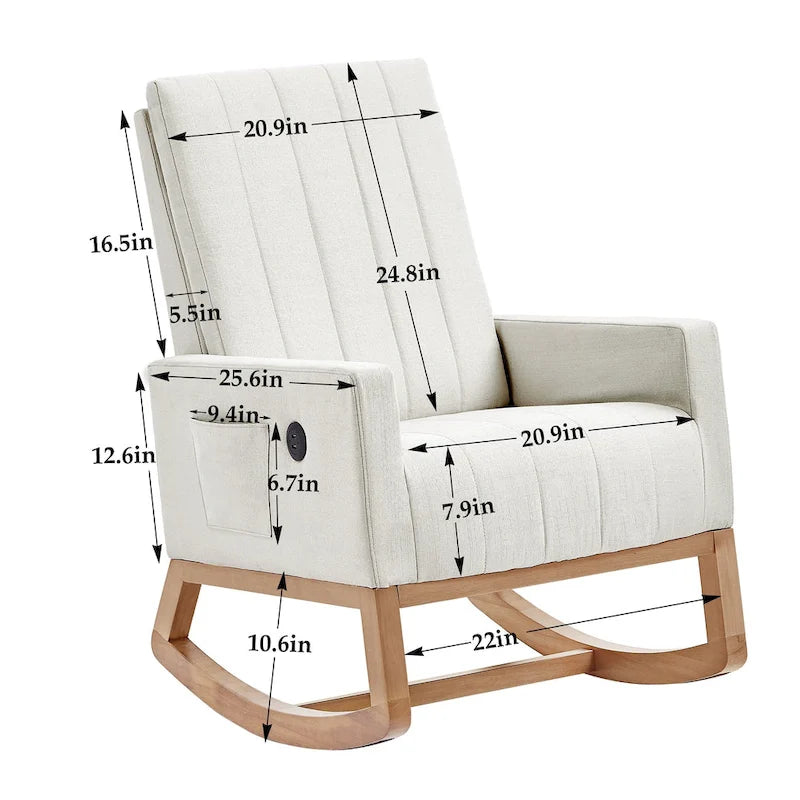 Adjustable Rocking Chair with High Back and Foot Rest
