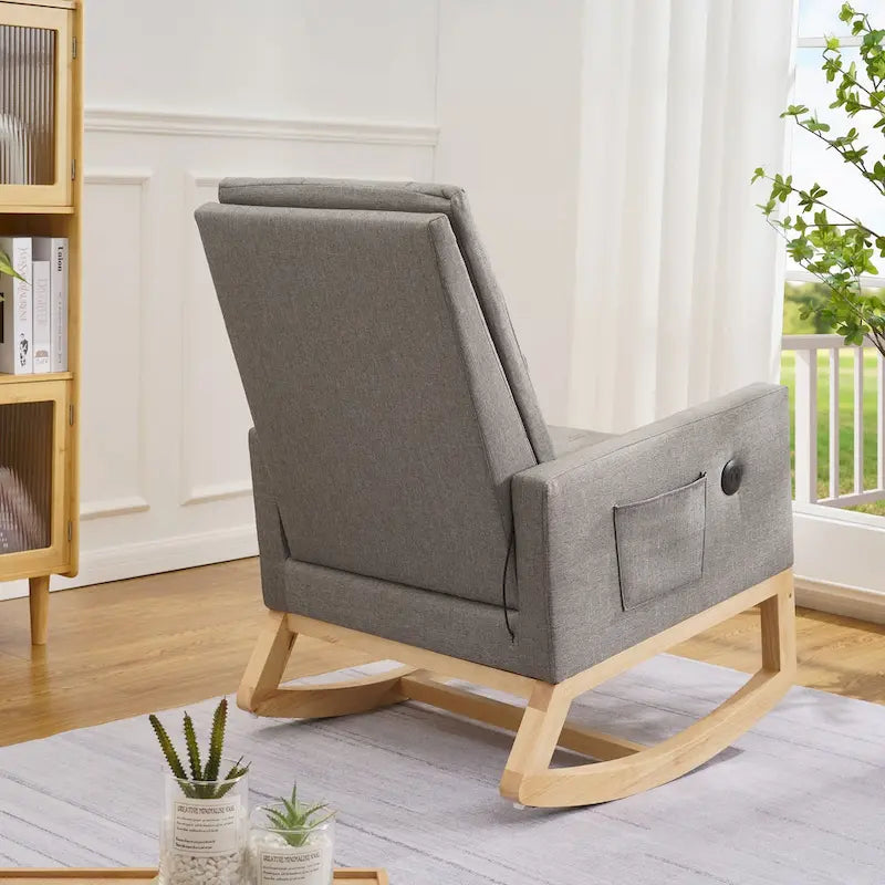 Adjustable Rocking Chair with High Back and Foot Rest