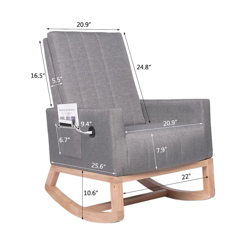 Adjustable Rocking Chair with High Back and Foot Rest