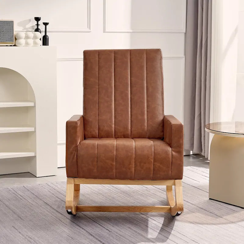 Adjustable Rocking Chair with High Back and Foot Rest