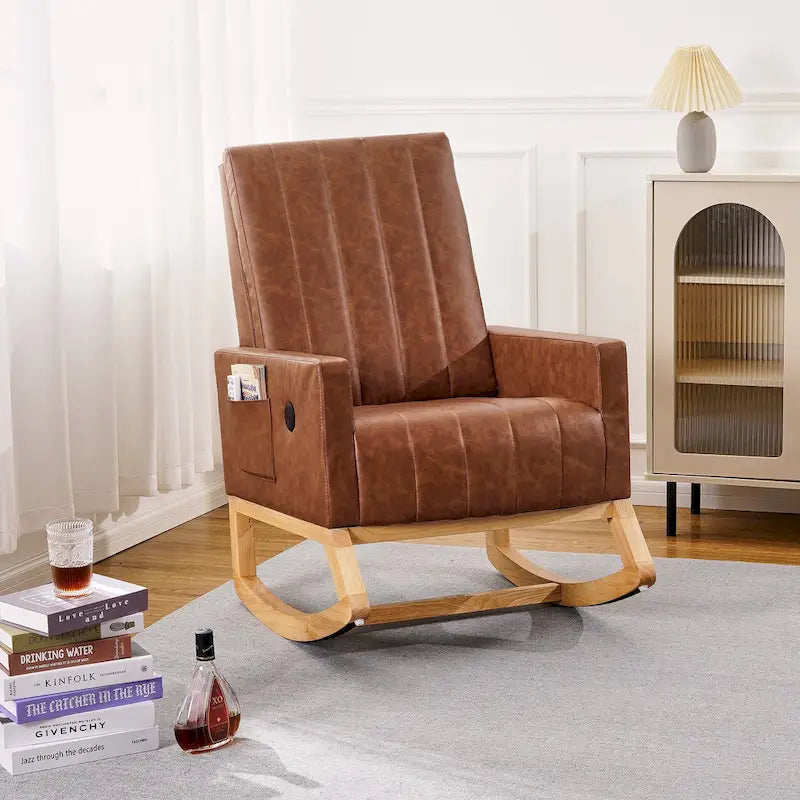 Adjustable Rocking Chair with High Back and Foot Rest