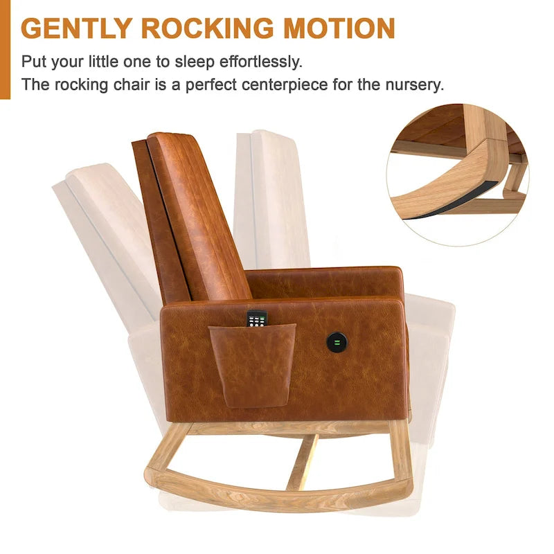 Adjustable Rocking Chair with High Back and Foot Rest