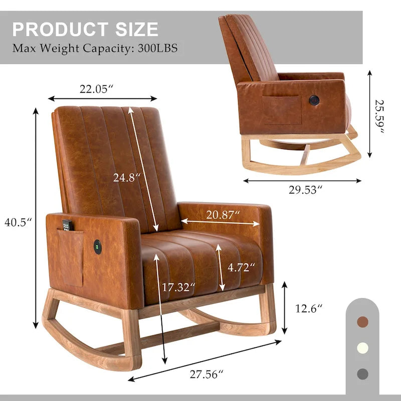 Adjustable Rocking Chair with High Back and Foot Rest
