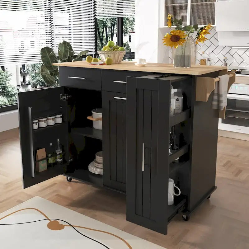Isola da cucina con piano ribaltabile e organizzatore estraibile a 3 livelli