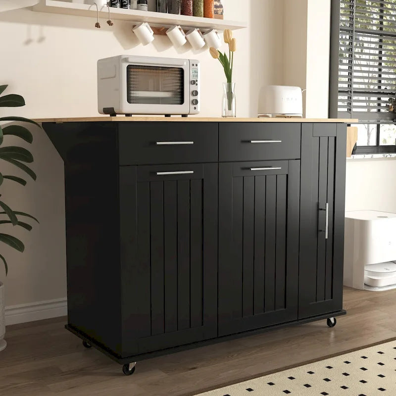 Isola da cucina con piano ribaltabile e organizzatore estraibile a 3 livelli