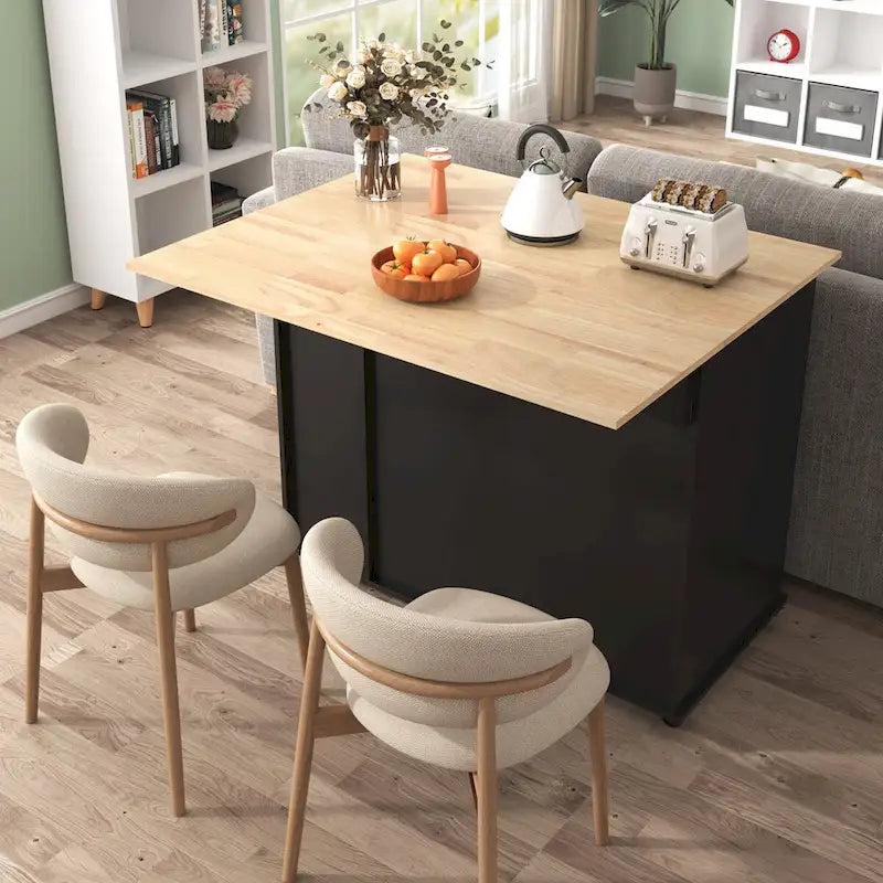 Isola da cucina con piano ribaltabile e organizzatore estraibile a 3 livelli
