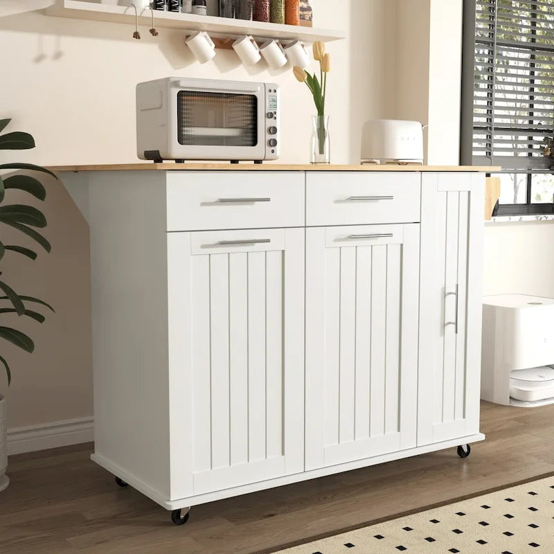 Isola da cucina con piano ribaltabile e organizzatore estraibile a 3 livelli