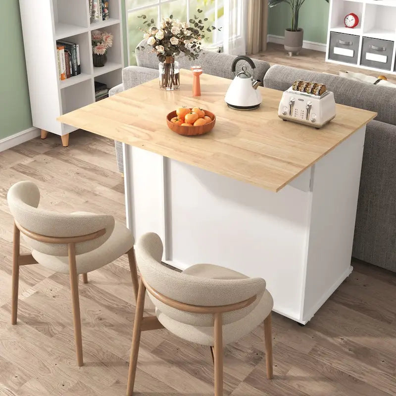 Isola da cucina con piano ribaltabile e organizzatore estraibile a 3 livelli