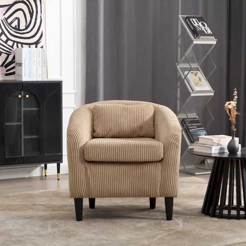 Fabric Bucket Chair with Cushion and Pillow