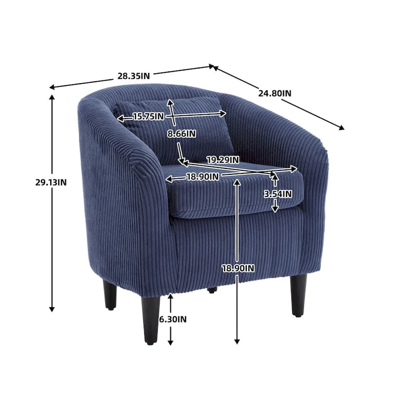 Fauteuil seau en tissu avec coussin et oreiller