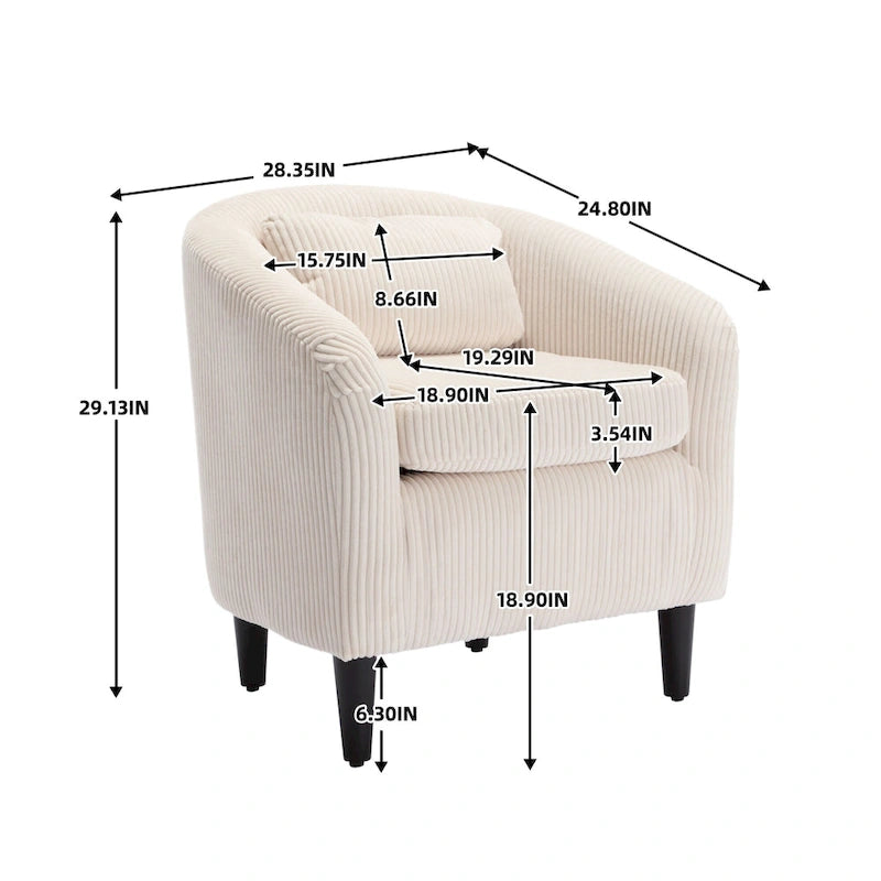 Fauteuil seau en tissu avec coussin et oreiller