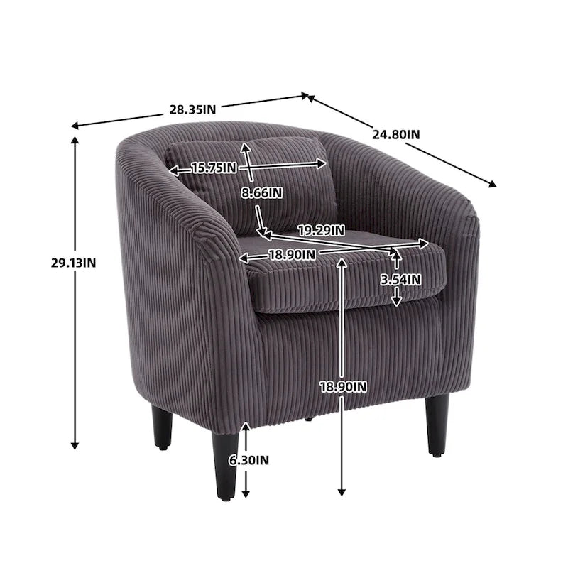Fauteuil seau en tissu avec coussin et oreiller